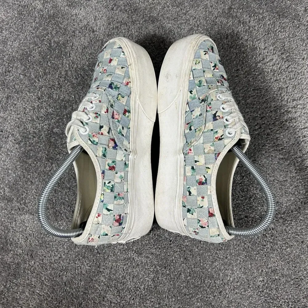 Vans Authentic Woven Stackform Women’s Size 7.5 Floral Denim Platform Shoes Used